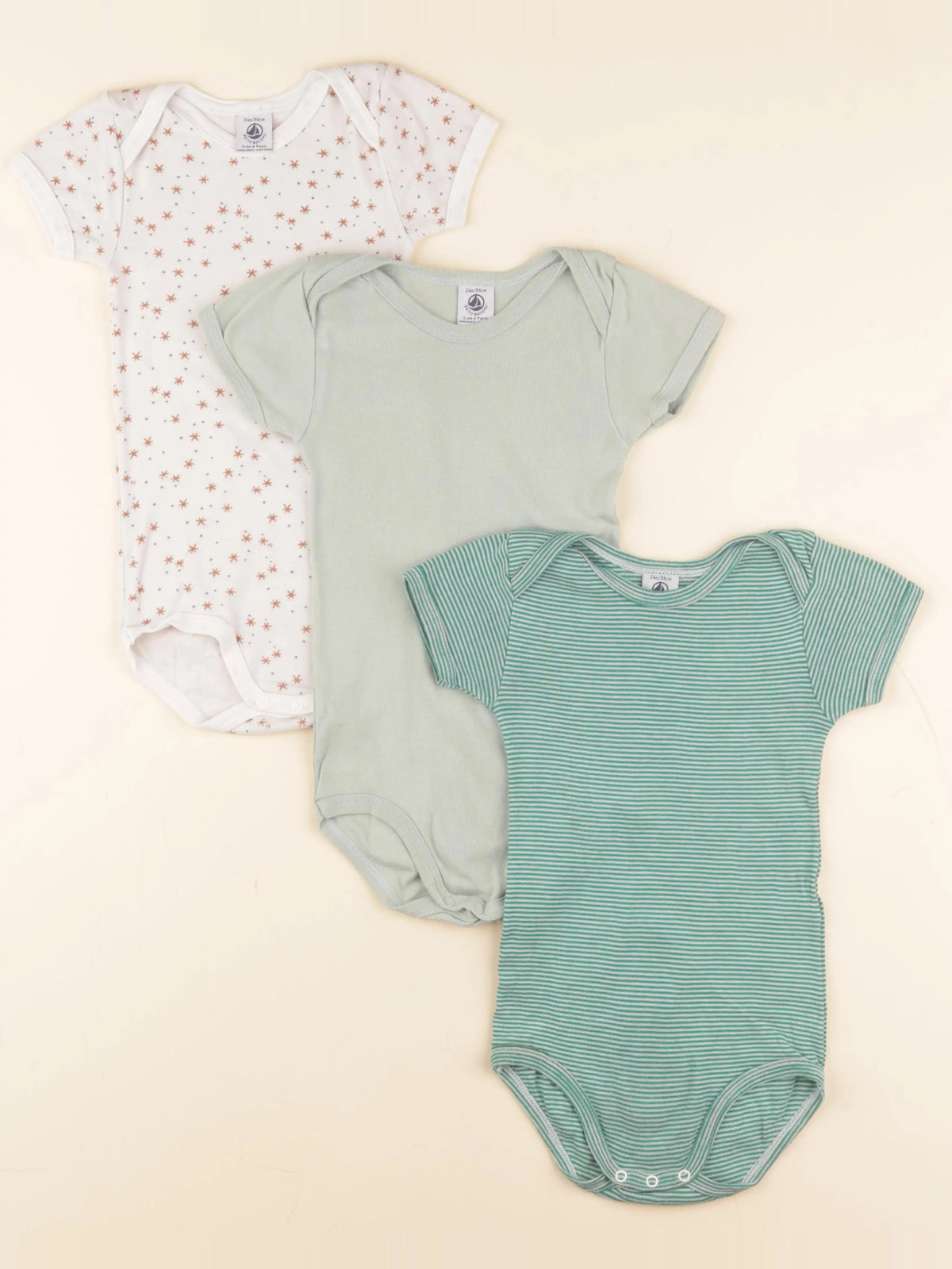 Petit Bateau - lot de 3 bodies en coton multicolore - 24 mois