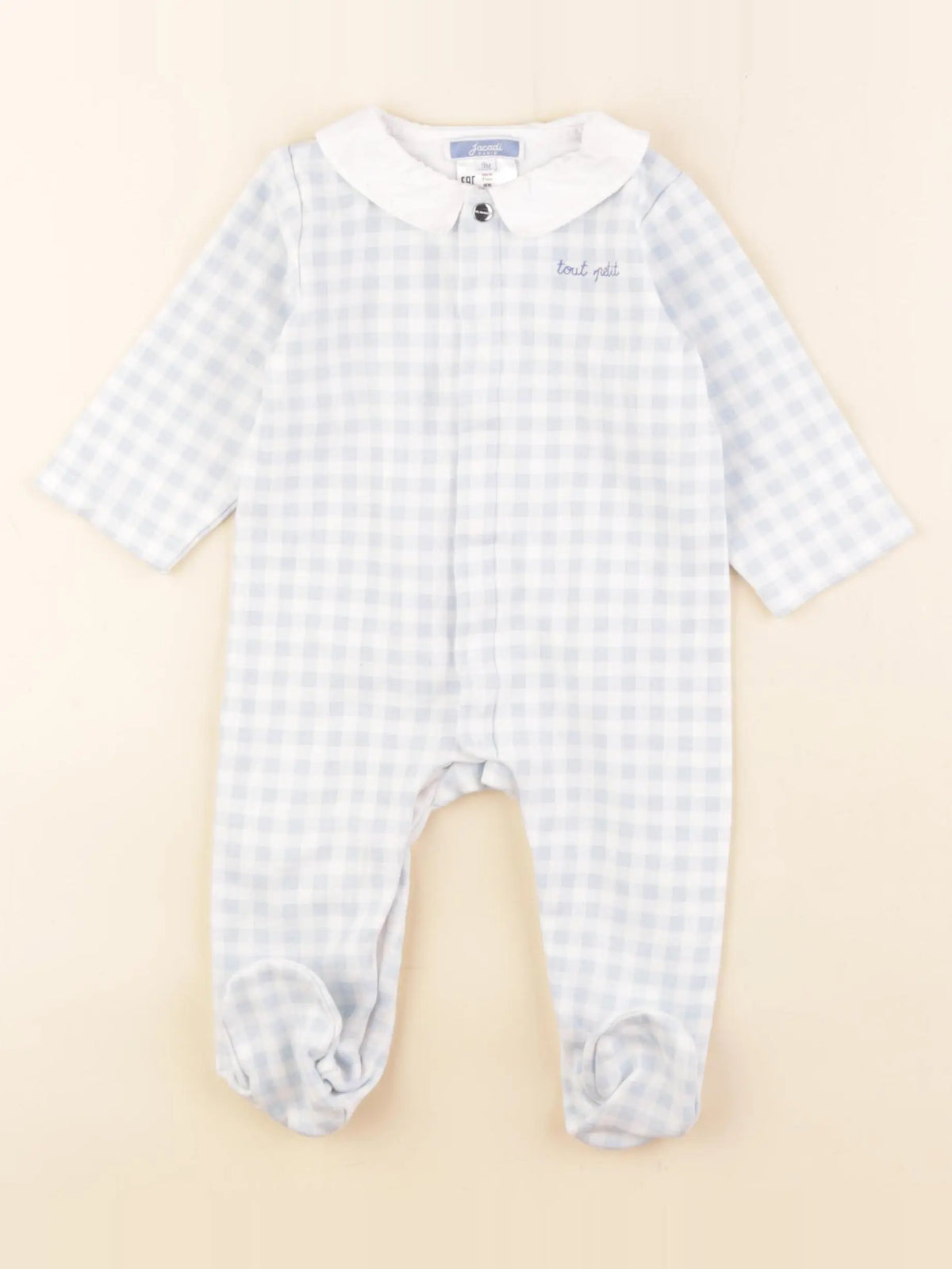 Jacadi - pyjama coton blanc, bleu - 9 mois