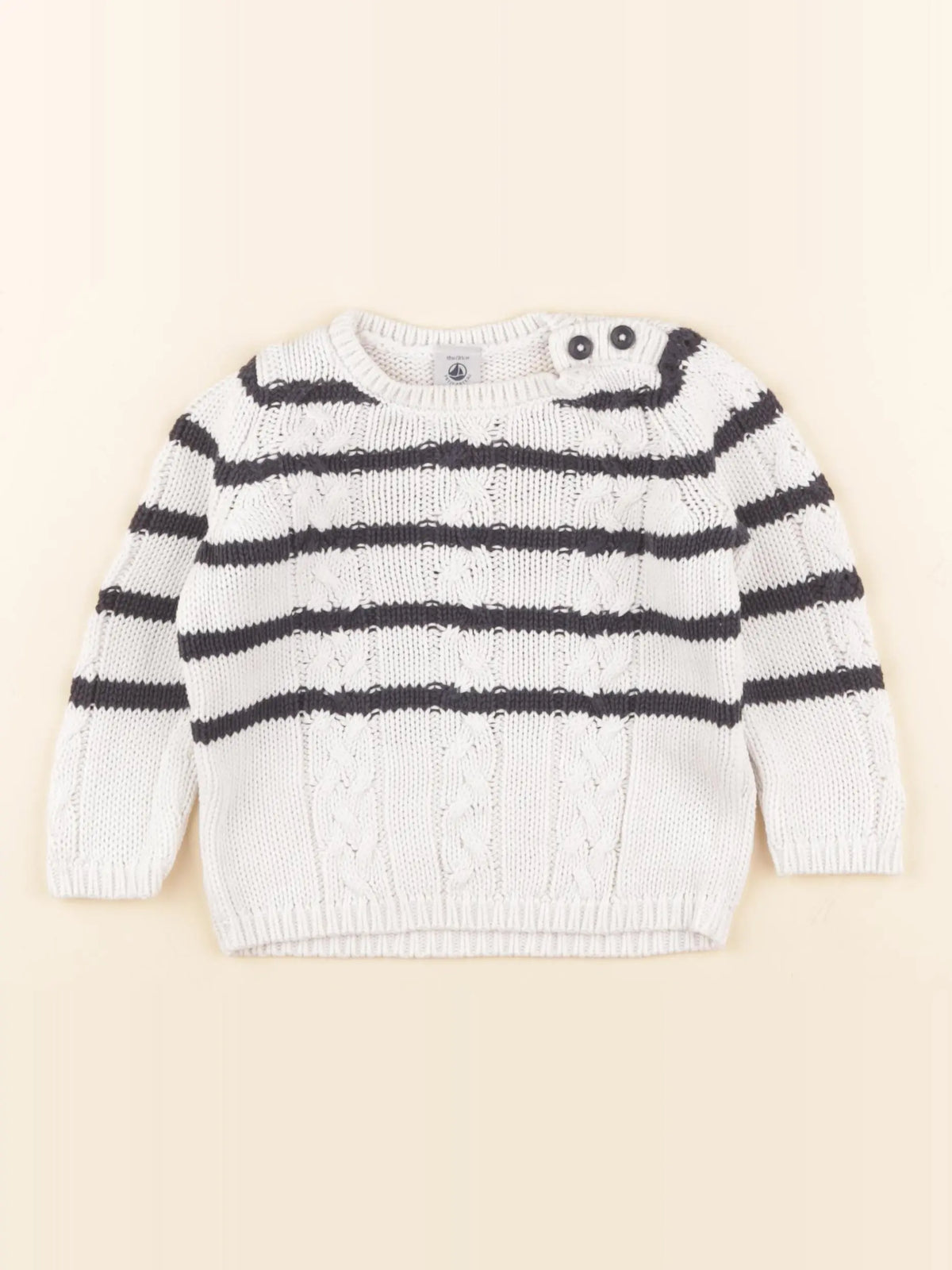 Petit Bateau - pull blanc, bleu - 18 mois