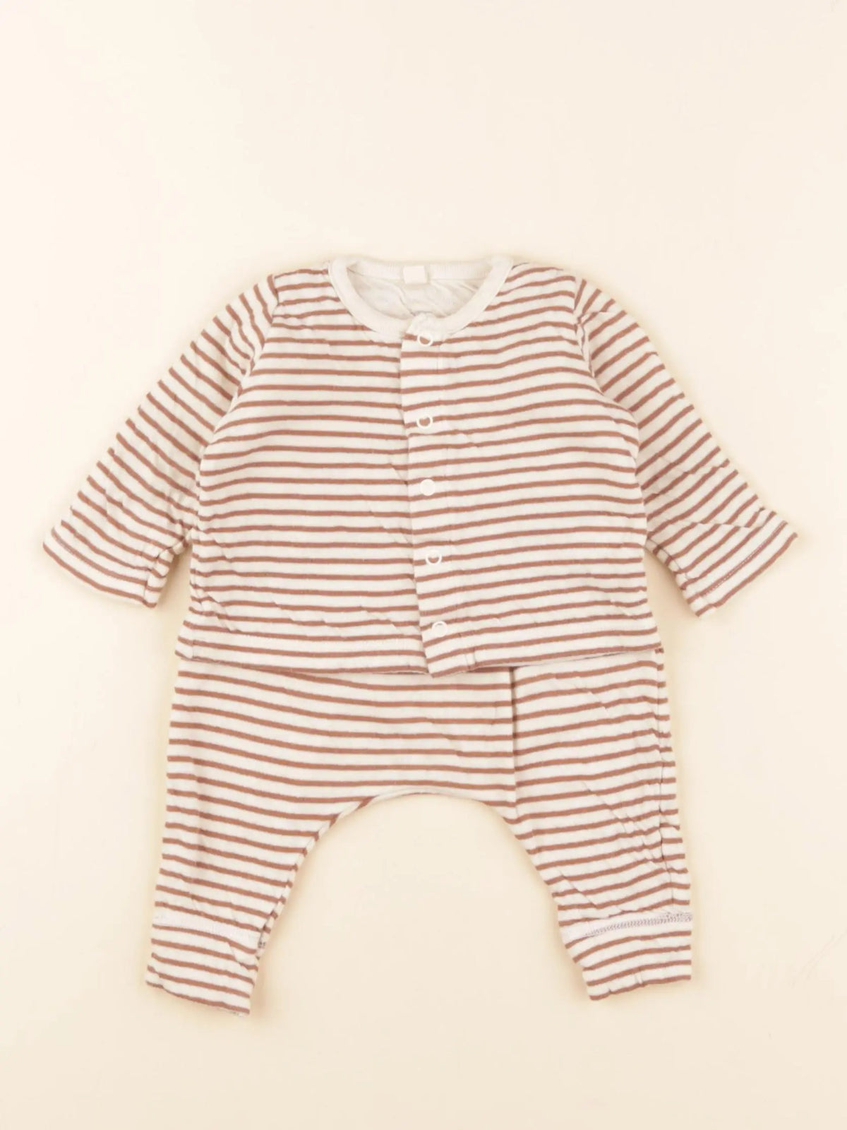 Petit Bateau - ensemble marron, beige - 3 mois