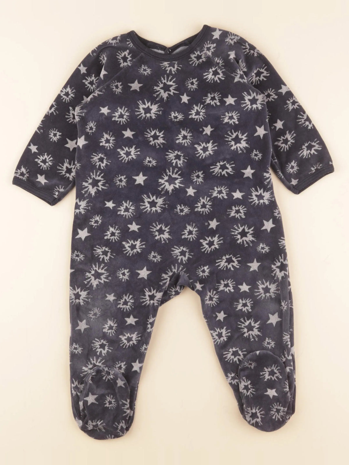 Petit Bateau - pyjama velours bleu - 18 mois