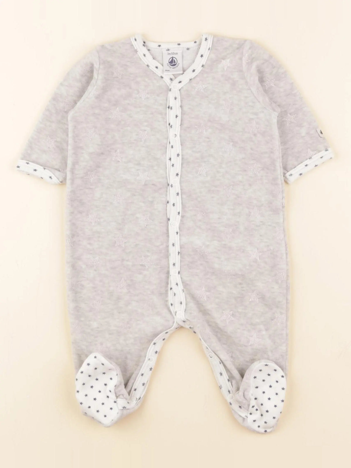 Petit Bateau - pyjama velours gris - 3 mois