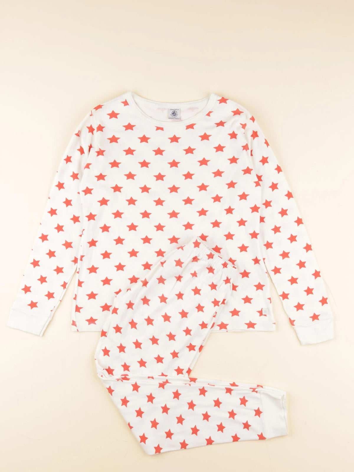 Petit Bateau - pyjama coton rouge, blanc - 10 ans