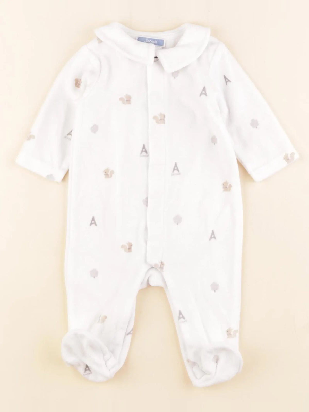 Jacadi - pyjama velours blanc - 3 mois