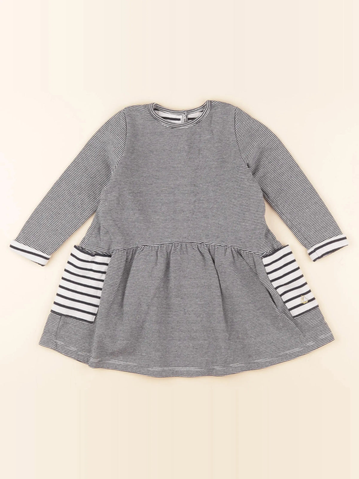 Petit Bateau - robe bleu, blanc - 24 mois