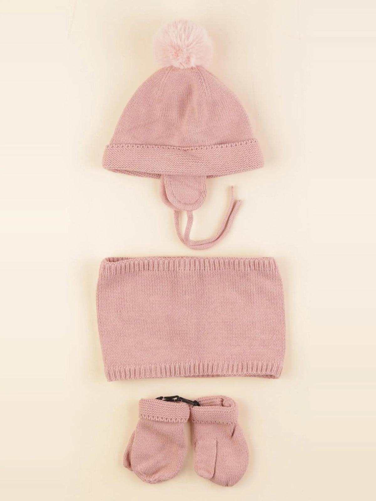 Vertbaudet - ensemble bonnet/moufles/tour de cou rose - 24/36 mois