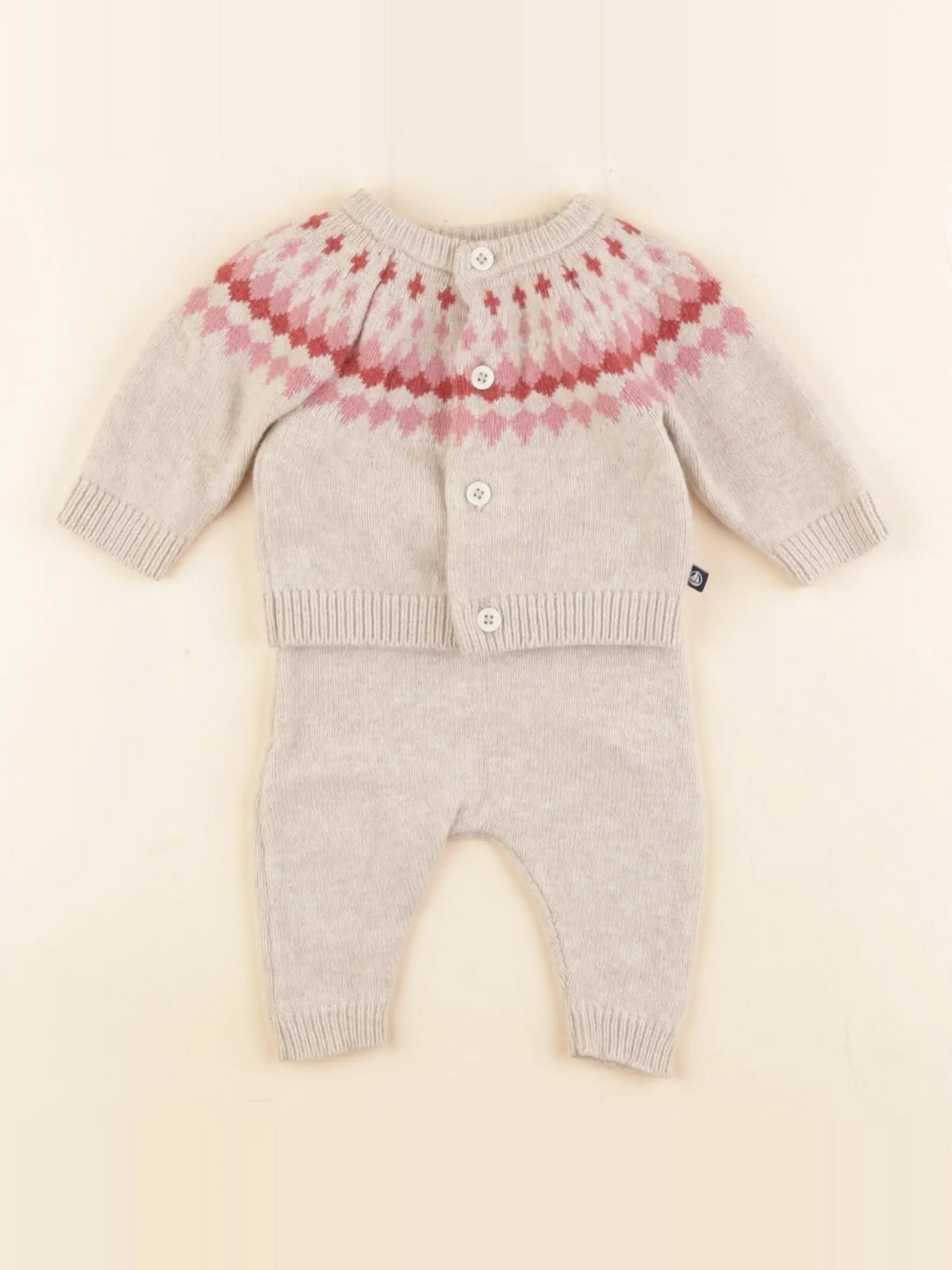 Petit Bateau - ensemble beige - 1 mois