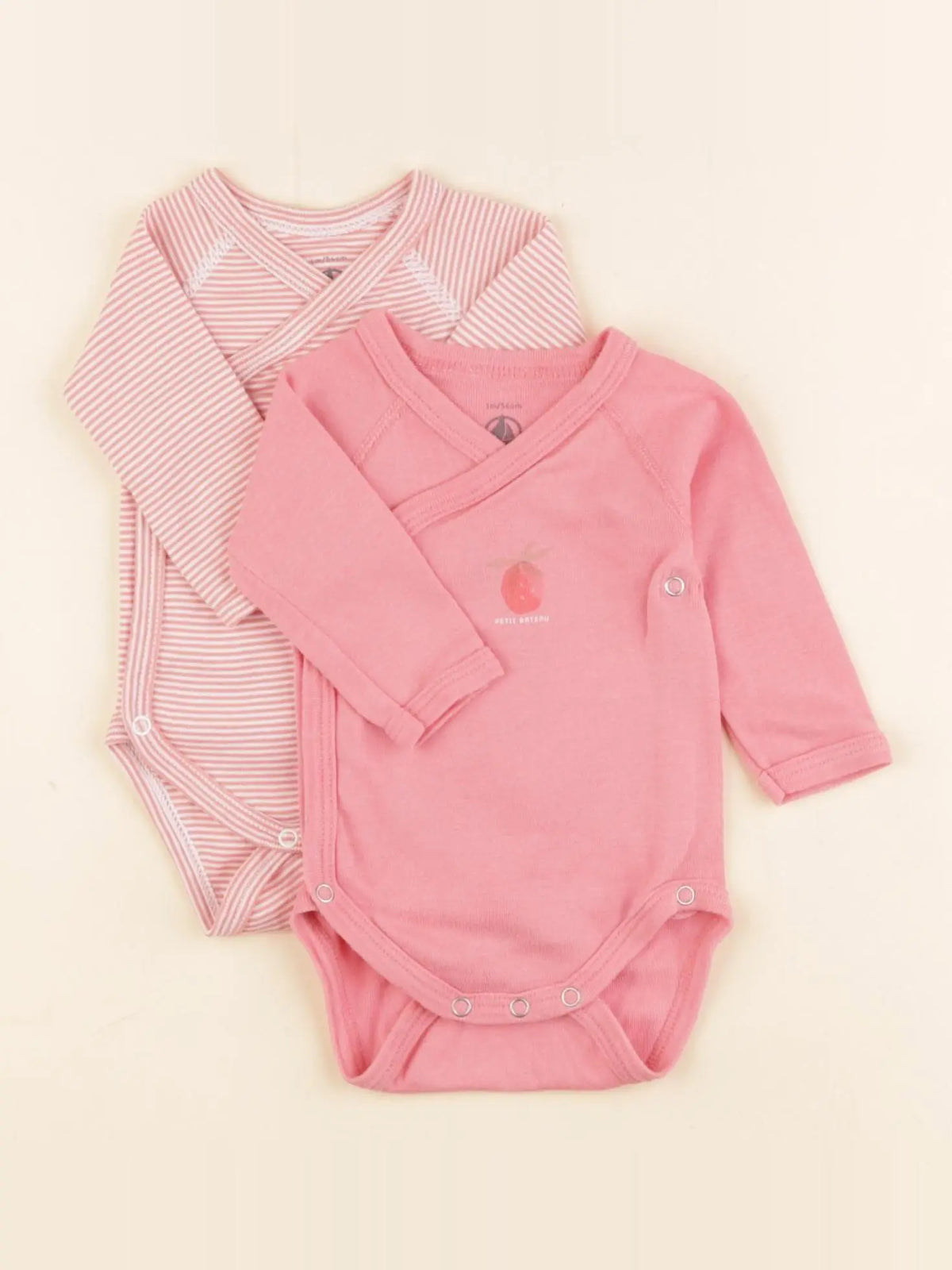 Petit Bateau - lot de 2 bodies en coton rose - 1 mois