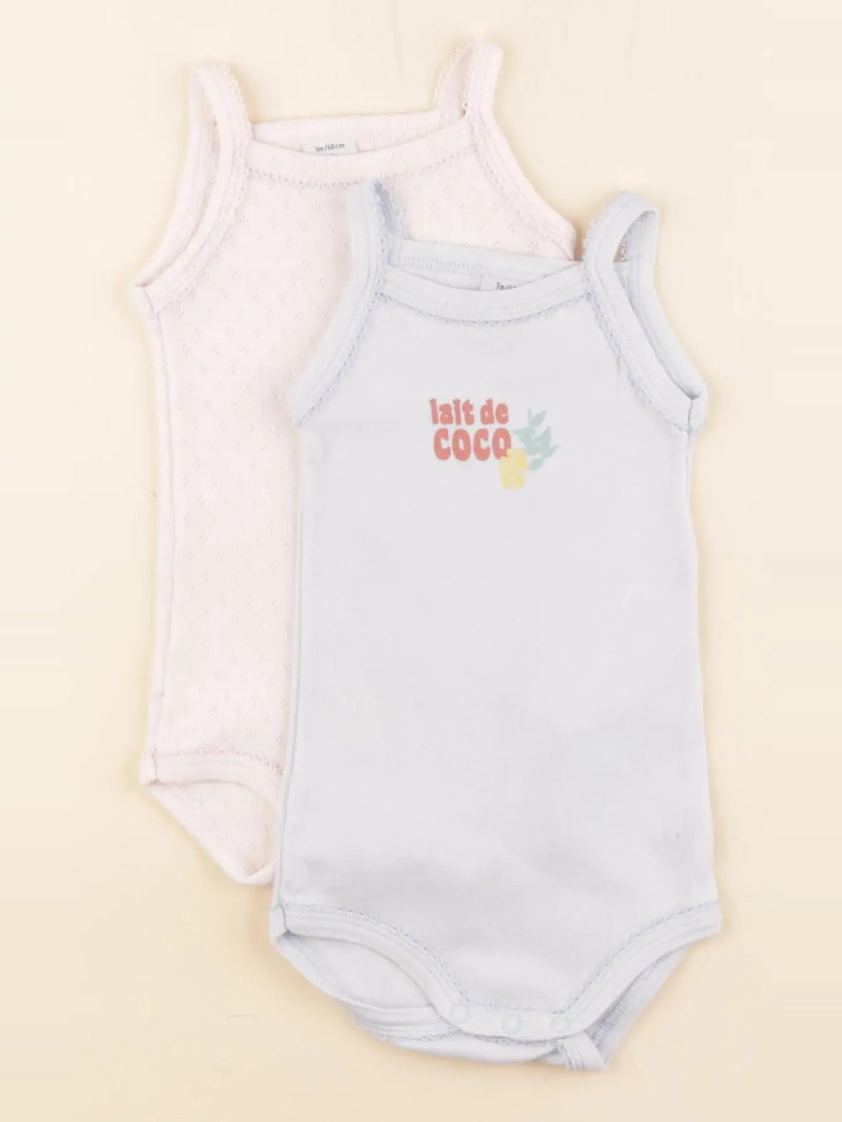 Petit Bateau - lot de 2 bodies en coton bleu, rose - 3 mois