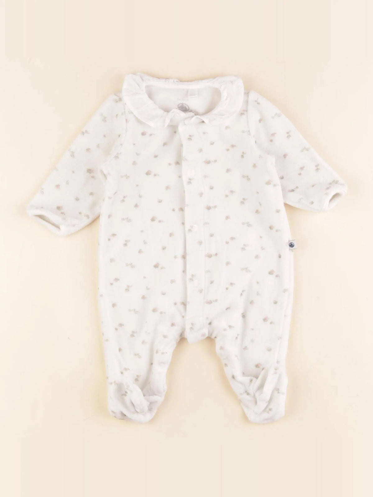 Petit Bateau - pyjama velours blanc - 1 mois