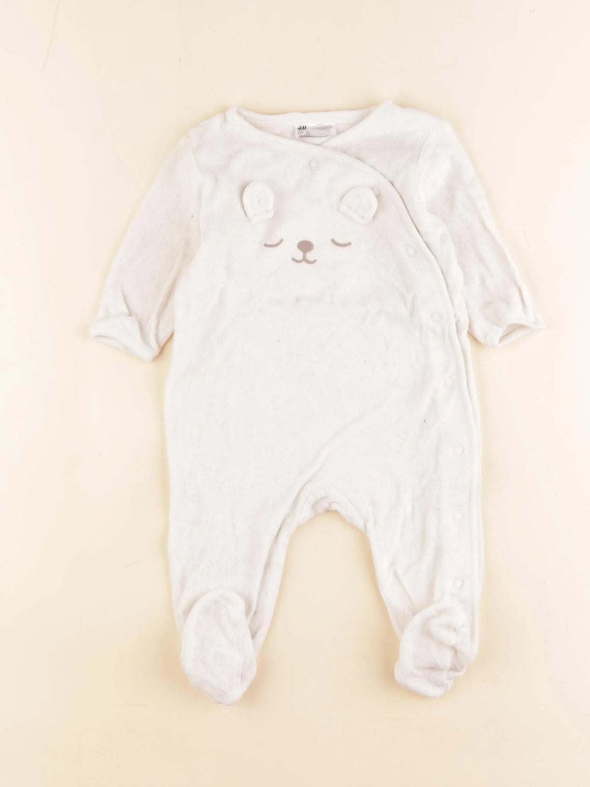 H&M - pyjama velours beige - 3 mois