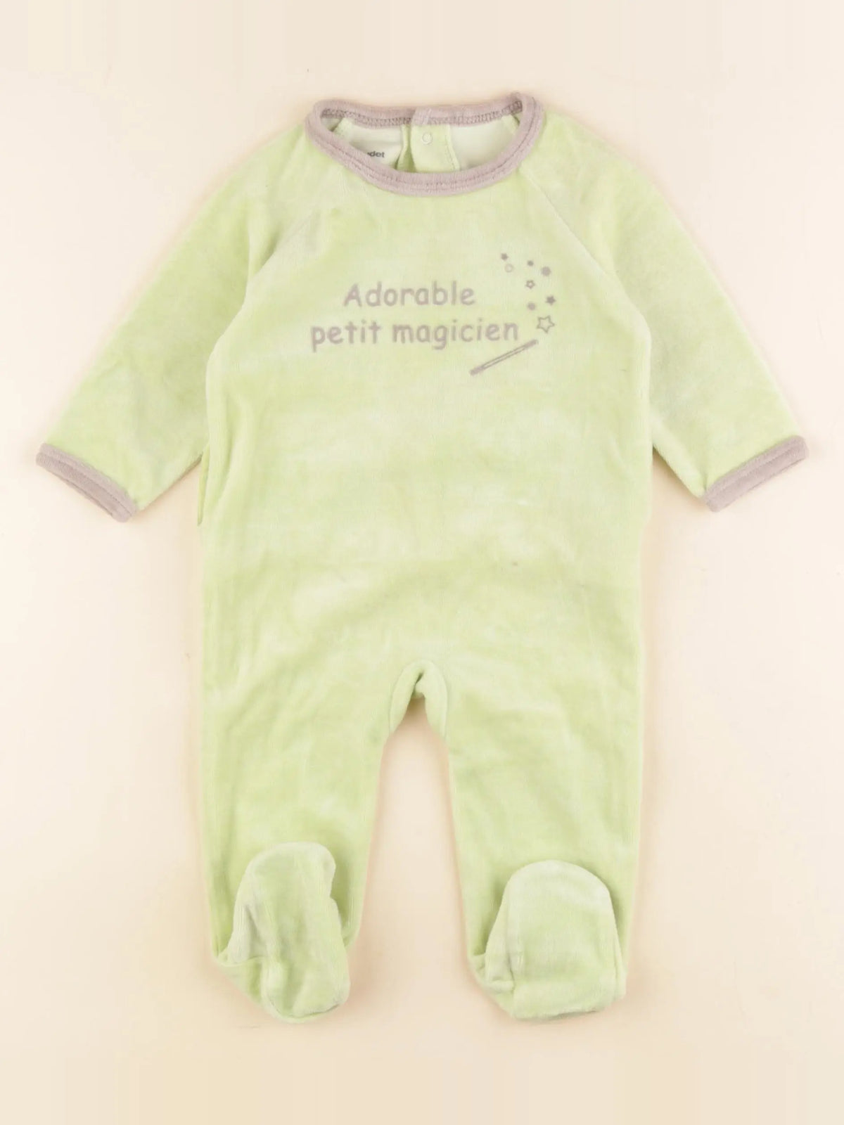 Vertbaudet - pyjama velours vert - 6 mois