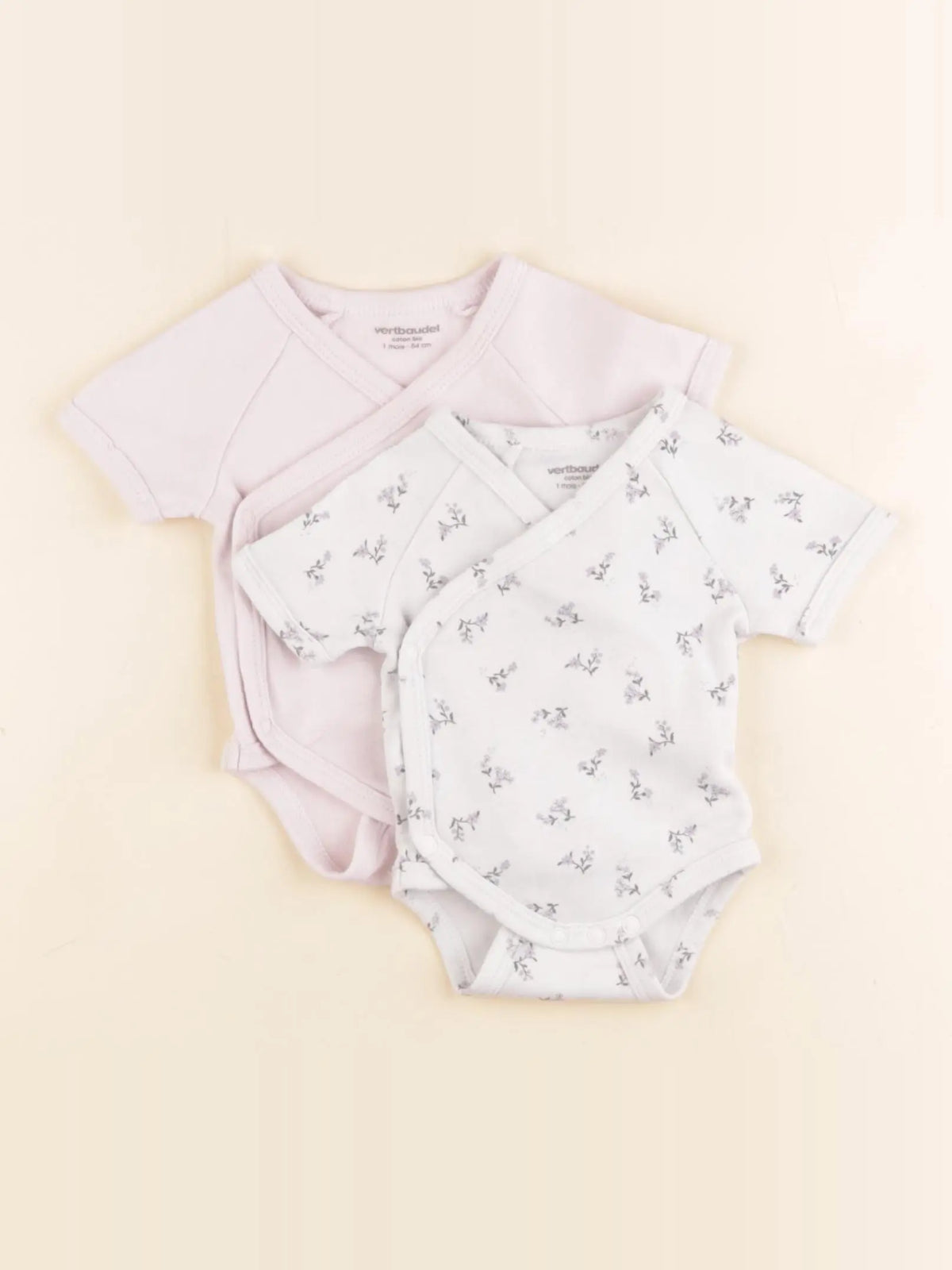 Vertbaudet - lot de 2 bodies en coton multicolore - 1 mois