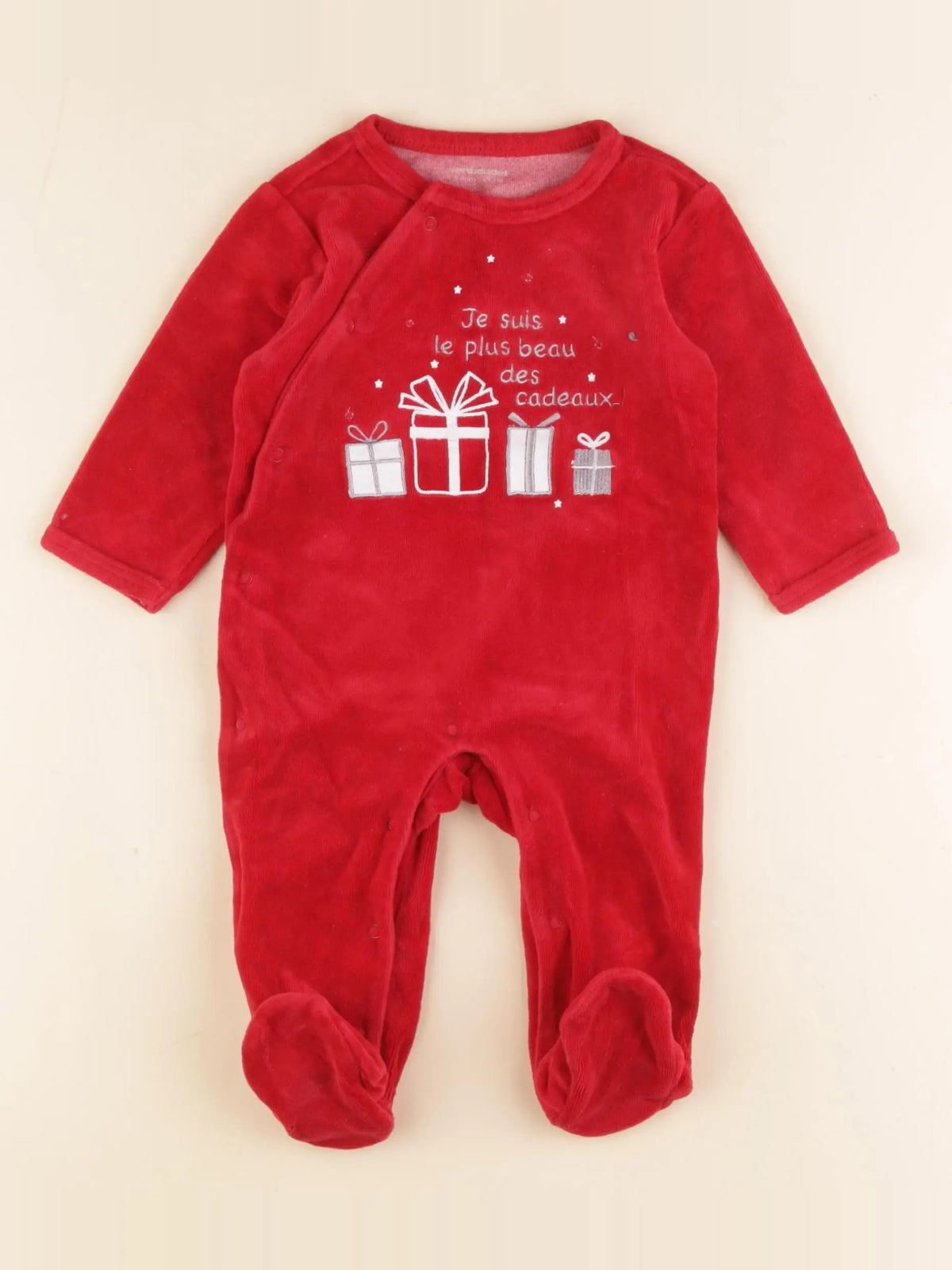 Vertbaudet - pyjama velours rouge - 6 mois