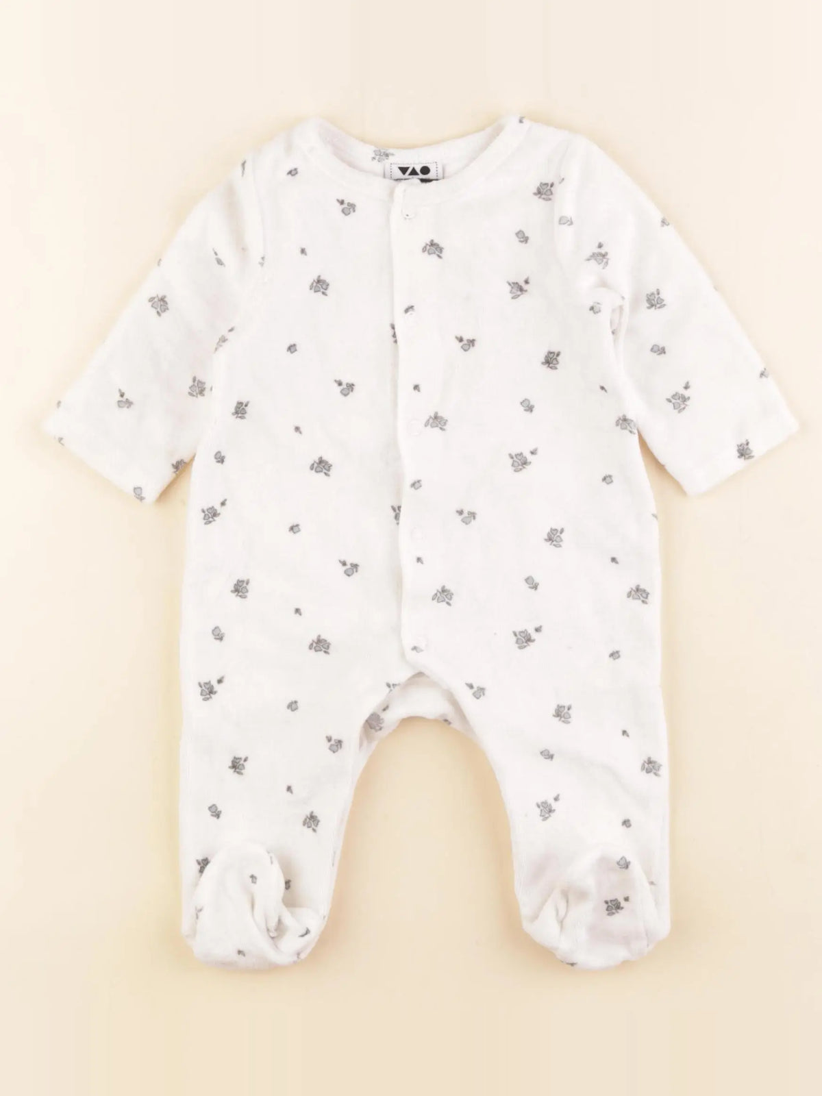 Tape à l'oeil - pyjama velours blanc - 3 mois