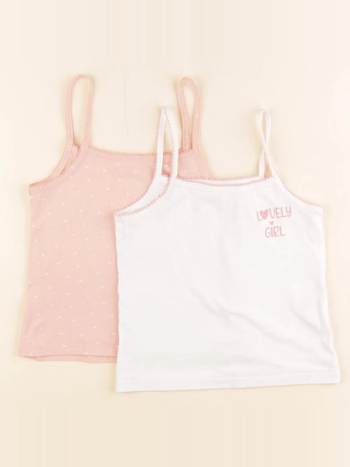 Vertbaudet - lot de 2 maillots de corps blanc, rose - 4 ans