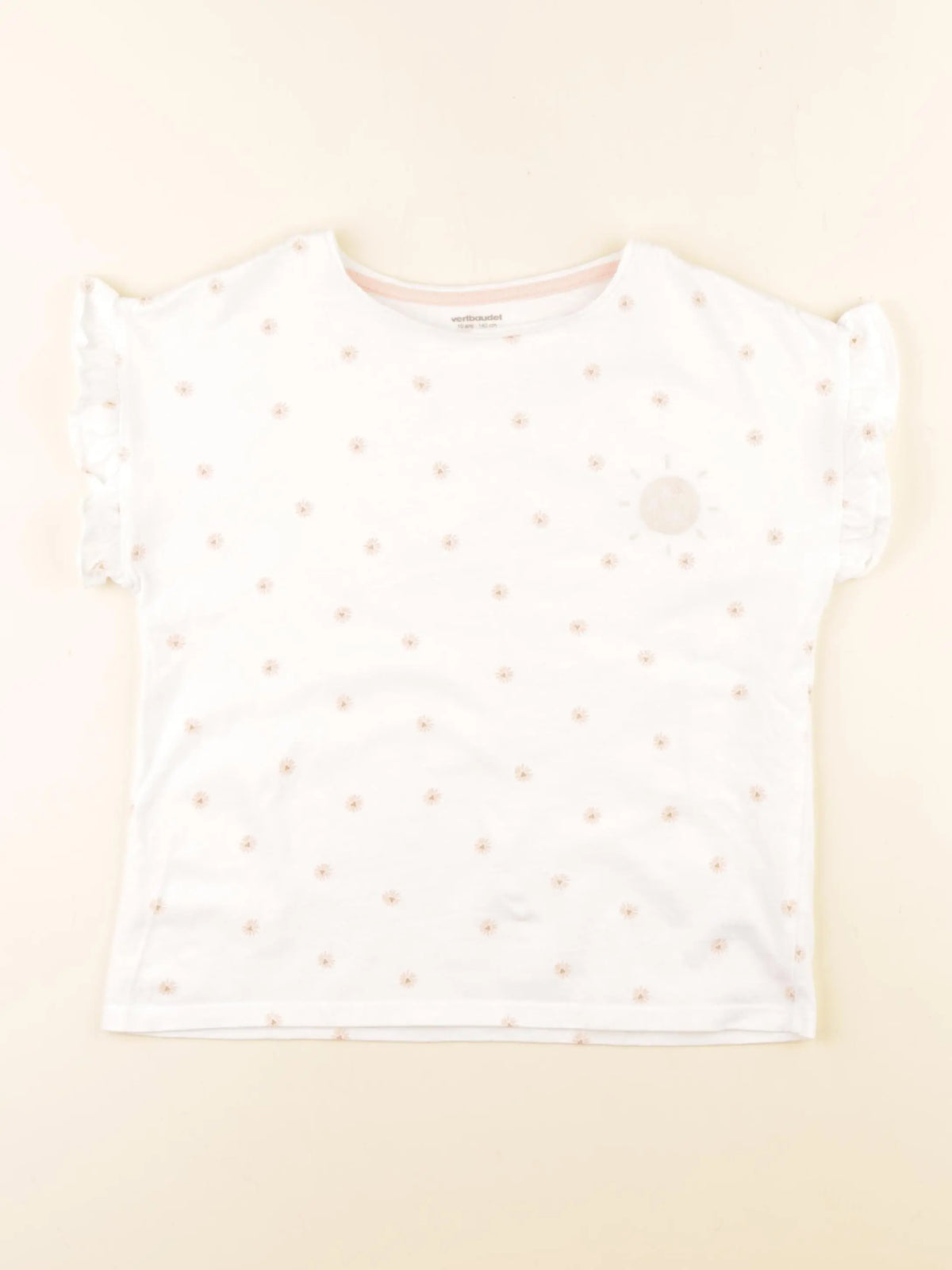 Vertbaudet - tee-shirt blanc, rose - 10 ans