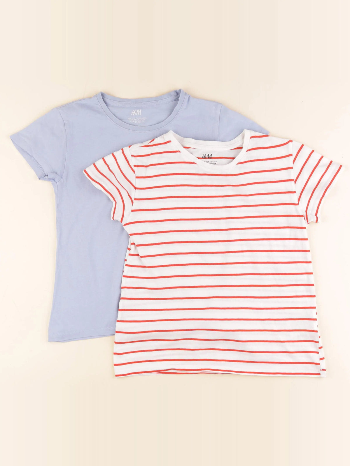 H&M - lot de 2 tee-shirts bleu, rouge - 6/7 ans