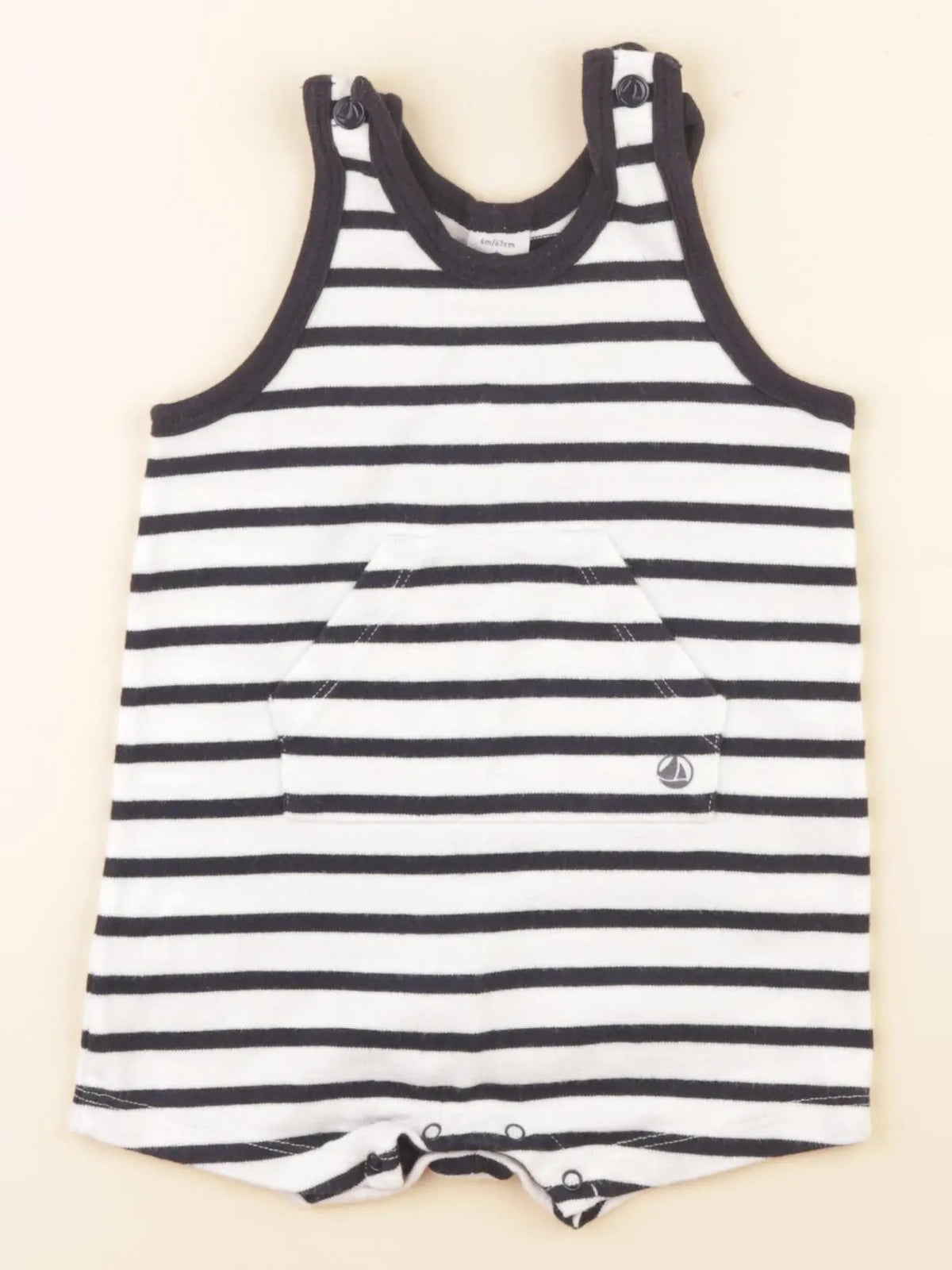 Petit Bateau - combinaison blanc, bleu - 6 mois