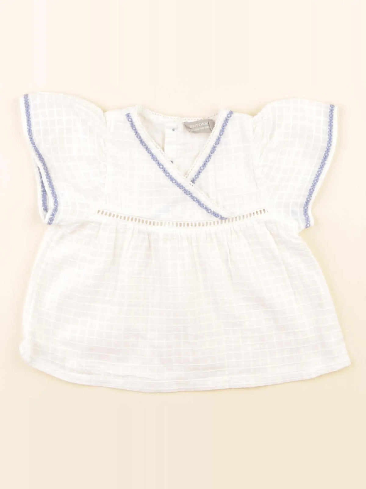 Boutchou - blouse blanc, bleu - 9 mois