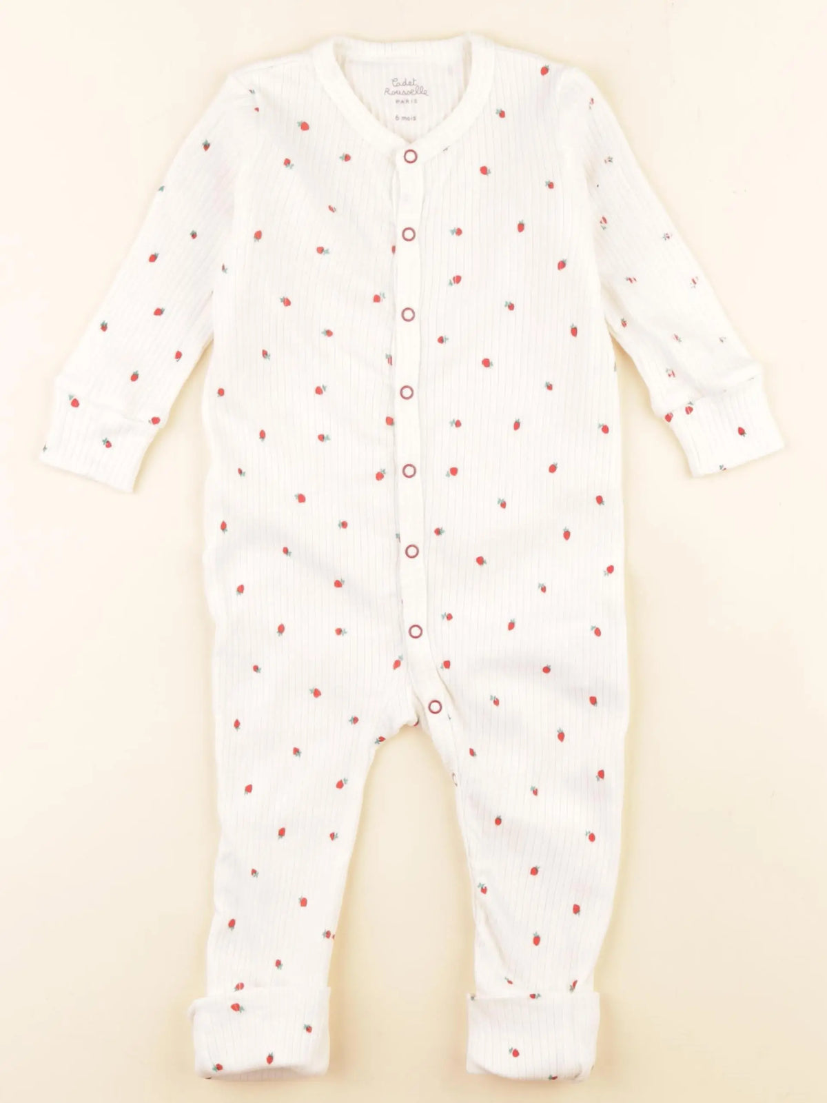 Cadet Rousselle - pyjama coton blanc, rouge - 6 mois