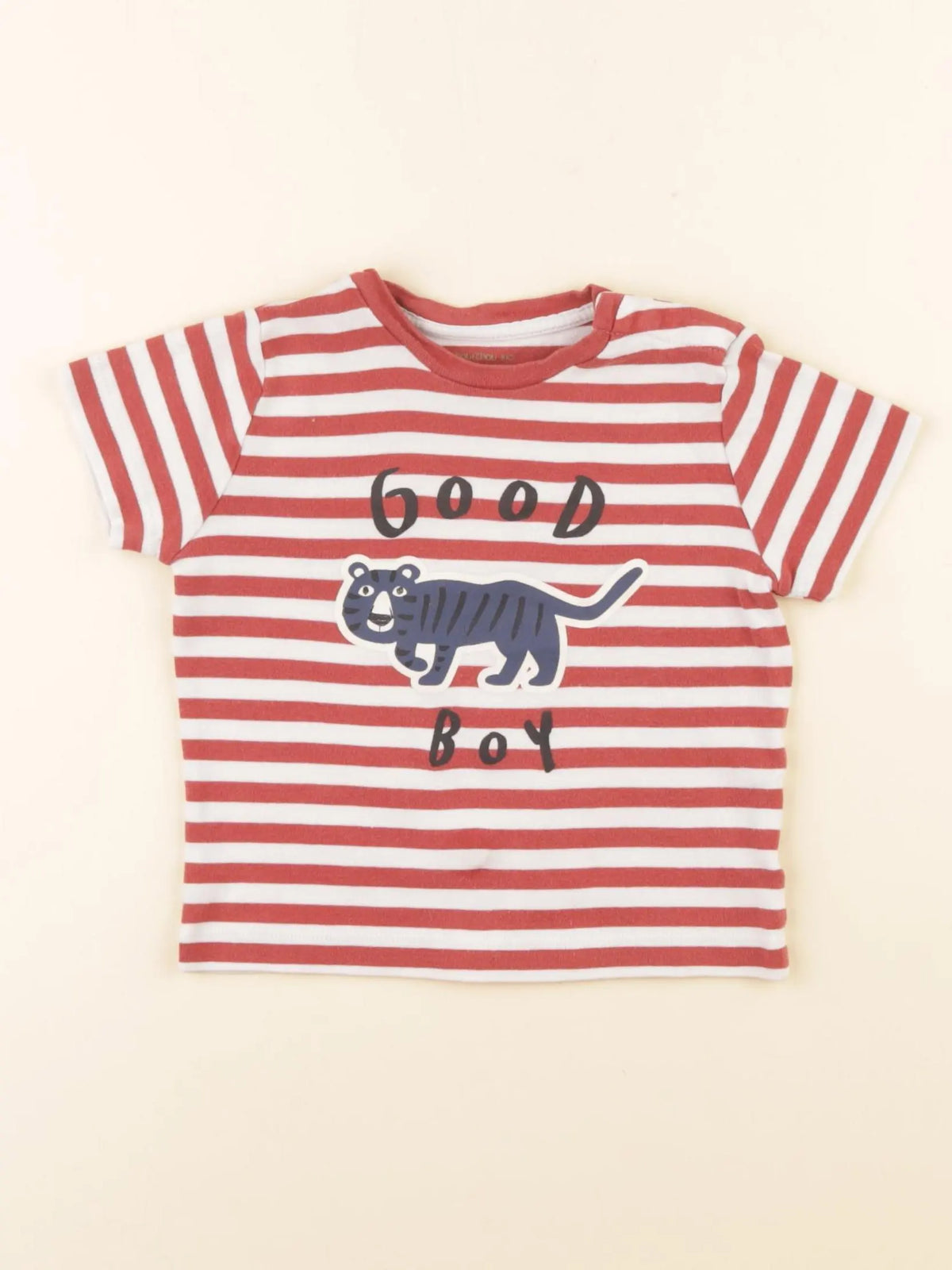 Boutchou - tee-shirt blanc, rouge - 12 mois