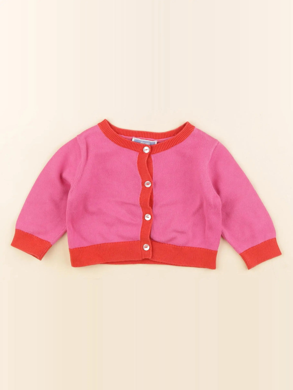 Jacadi - gilet rose, rouge - 6 mois