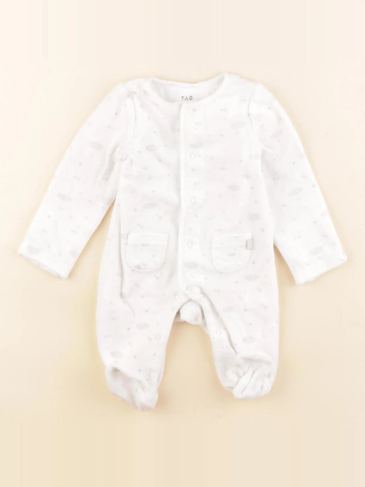 Tape à l'oeil - pyjama velours blanc - 3 mois