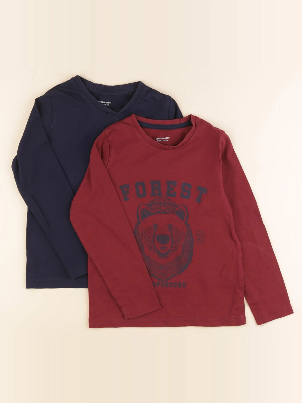 Vertbaudet - lot de 2 tee-shirts bleu, rouge - 5 ans