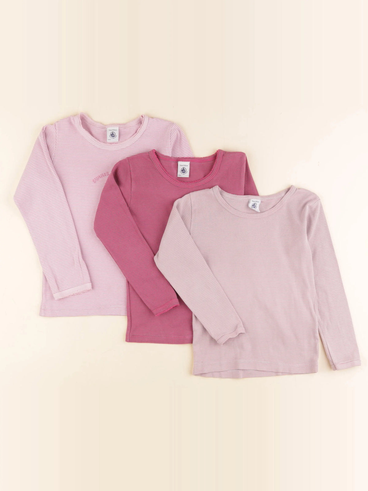 Petit Bateau - lot de 3 maillots de corps rose - 5 ans