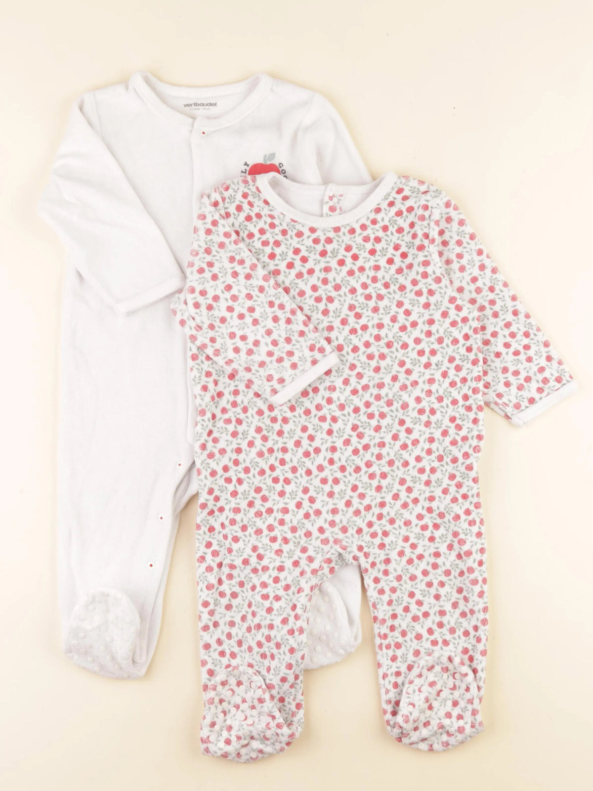 Vertbaudet - lot de 2 pyjamas velours multicolore - 12 mois
