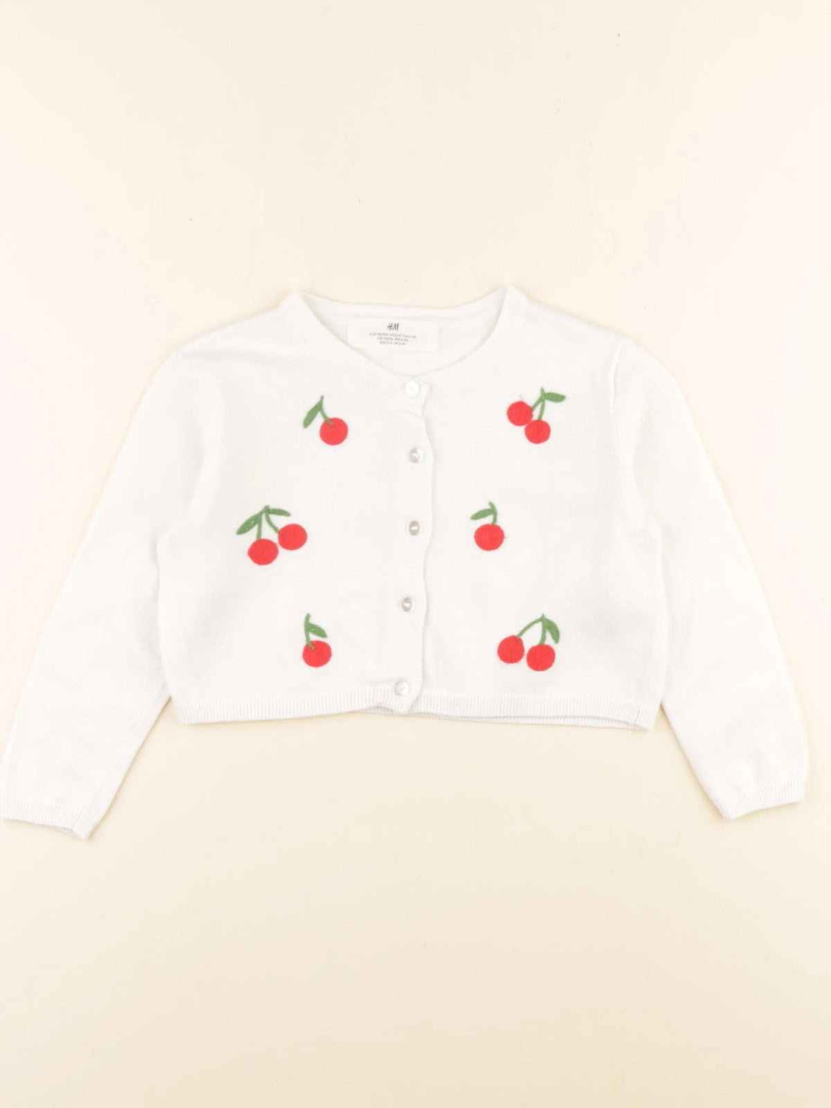 H&M - gilet blanc, rouge - 2/4 ans