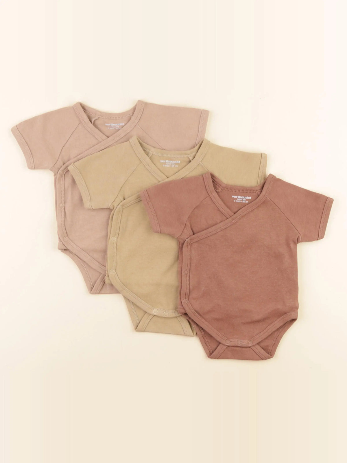 Vertbaudet - lot de 3 bodies en coton multicolore - 3 mois