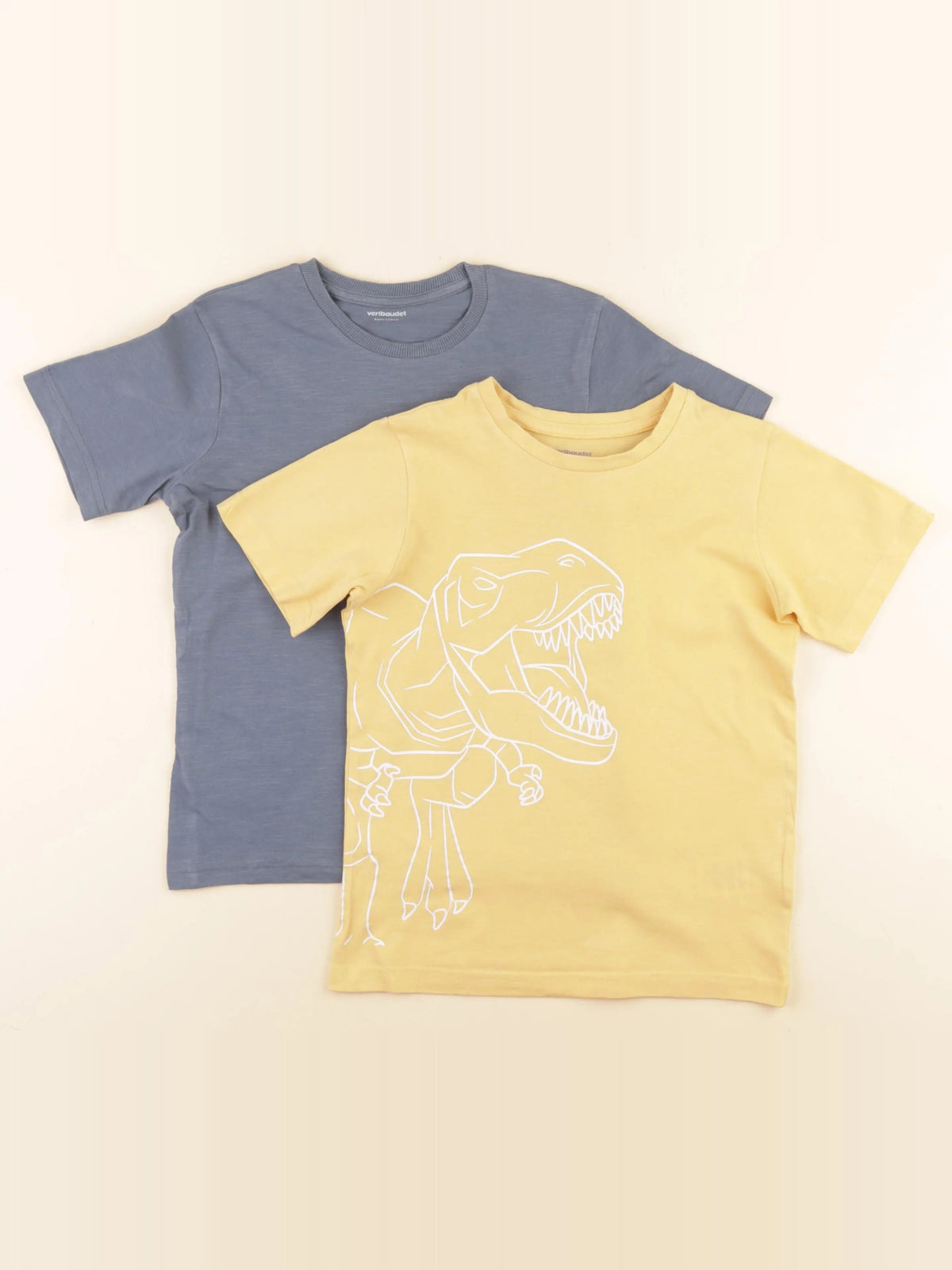 Vertbaudet - lot de 2 tee-shirts bleu, jaune - 8 ans
