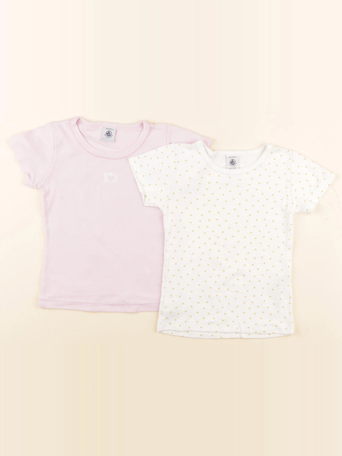 Petit Bateau - lot de 2 maillots de corps blanc, rose - 3 ans