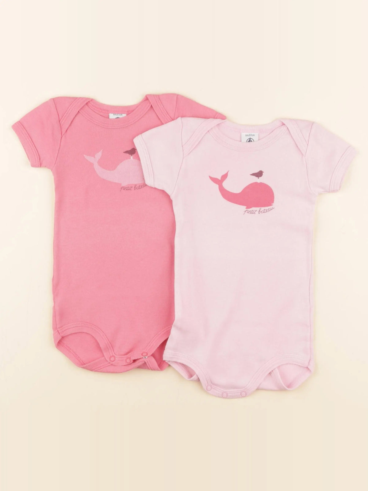 Petit Bateau - lot de 2 bodies en coton rose - 6 mois
