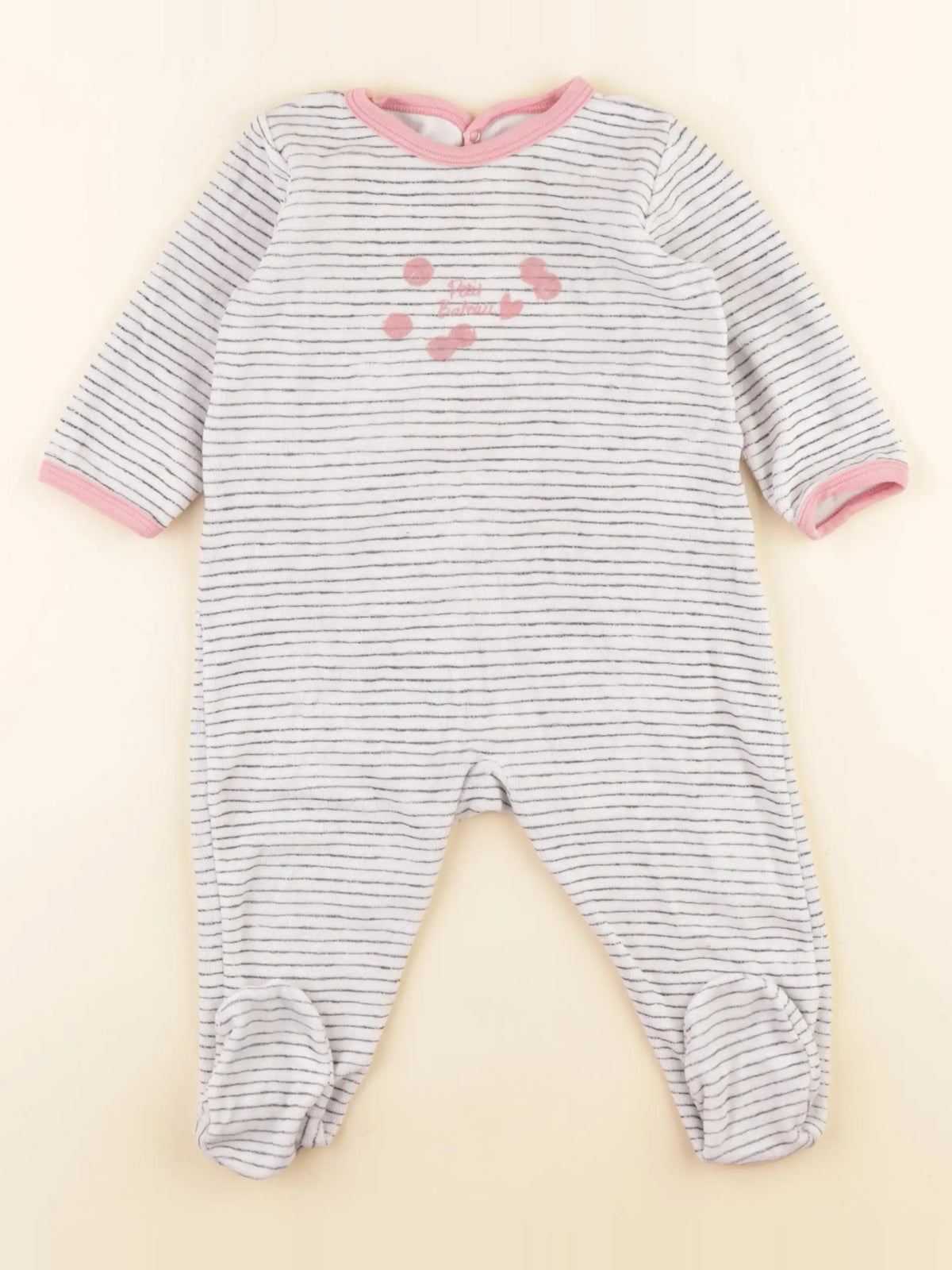 Petit Bateau - pyjama velours blanc - 12 mois