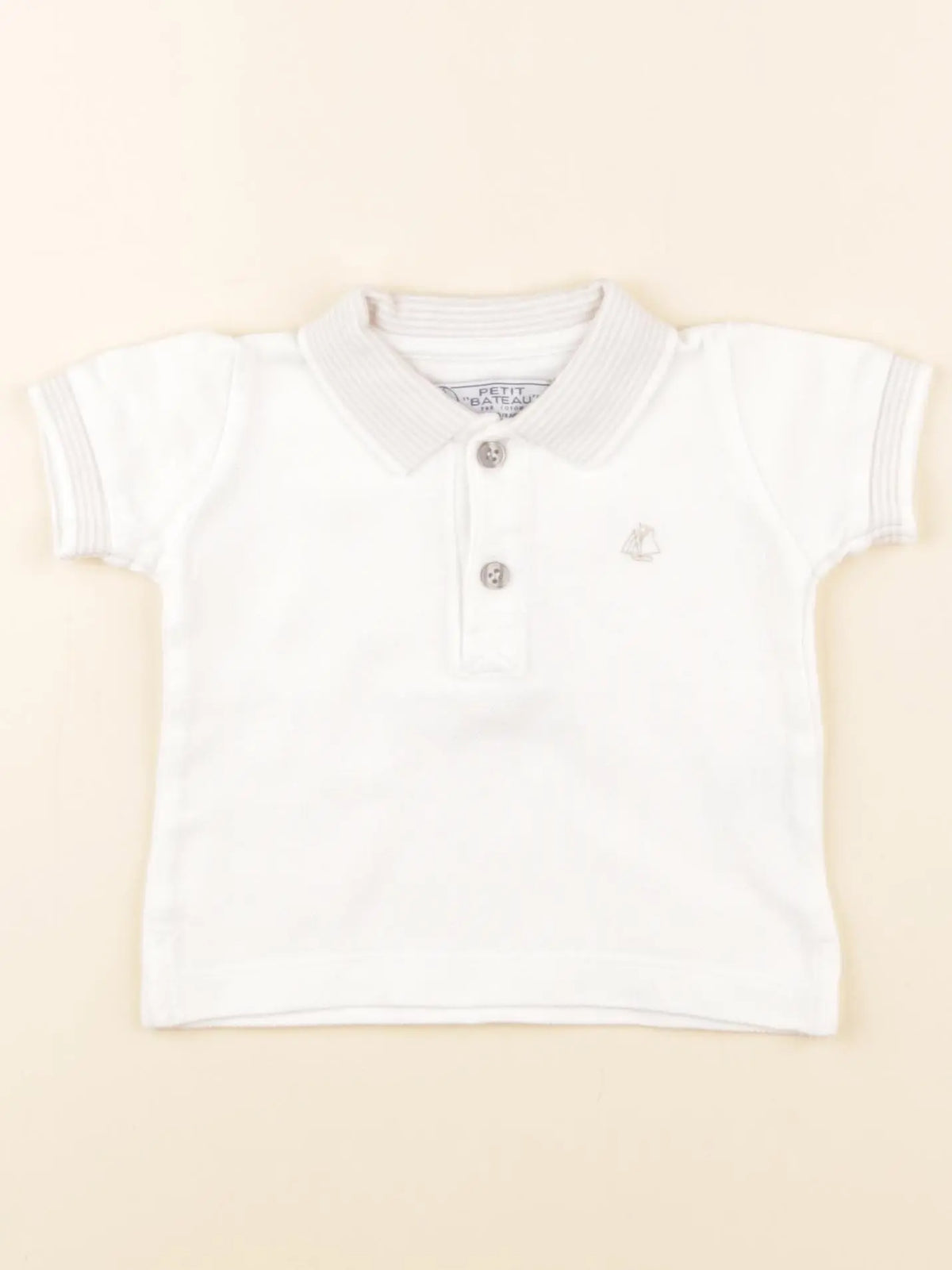 Petit Bateau - polo blanc - 6 mois