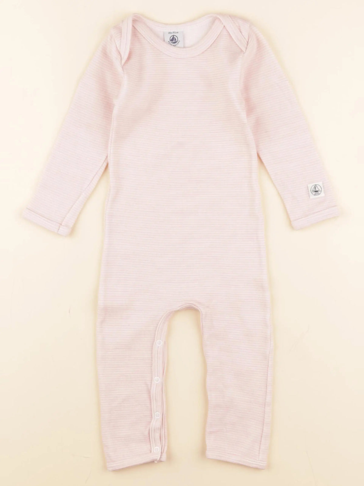 Petit Bateau - pyjama coton blanc, rose - 18 mois