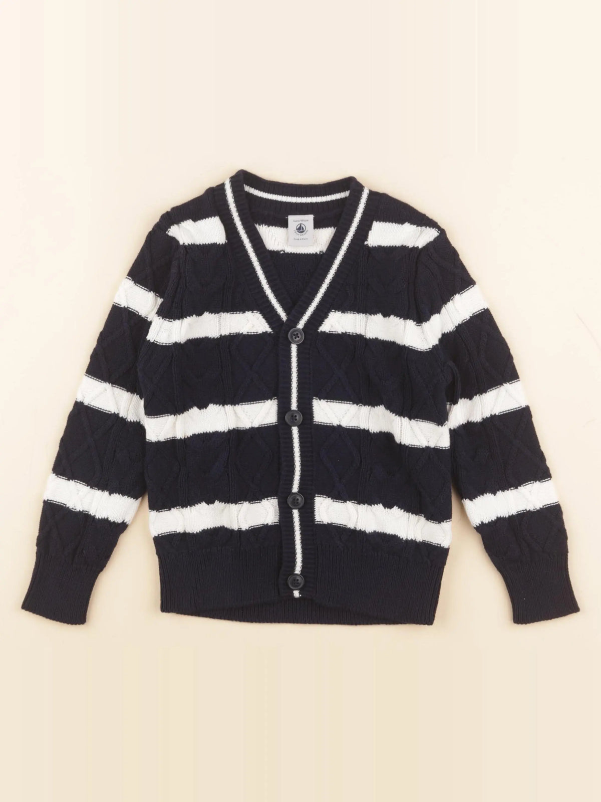Petit Bateau - gilet blanc, bleu - 4 ans