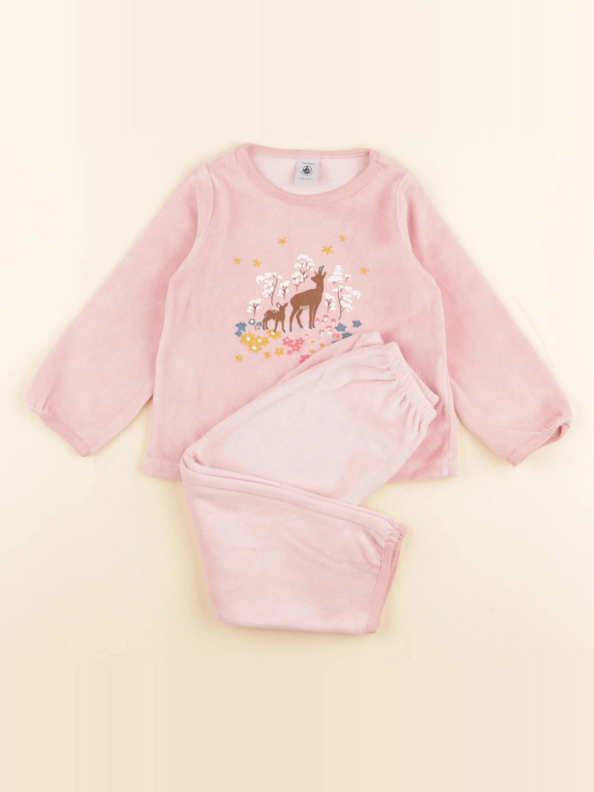 Petit Bateau - pyjama velours rose - 2 ans