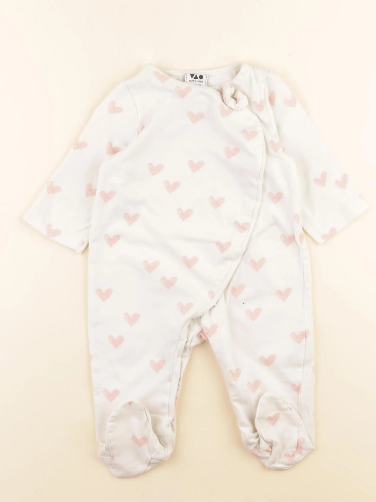 Tape à l'oeil - pyjama coton blanc, rose - 9 mois