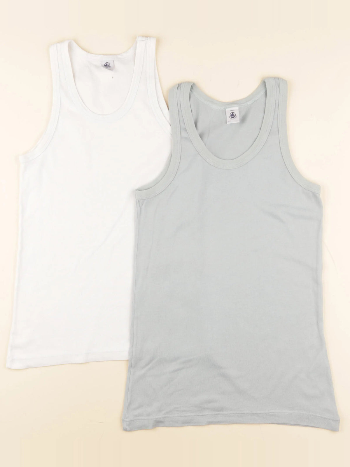 Petit Bateau - lot de 2 débardeurs vert, blanc - 16 ans