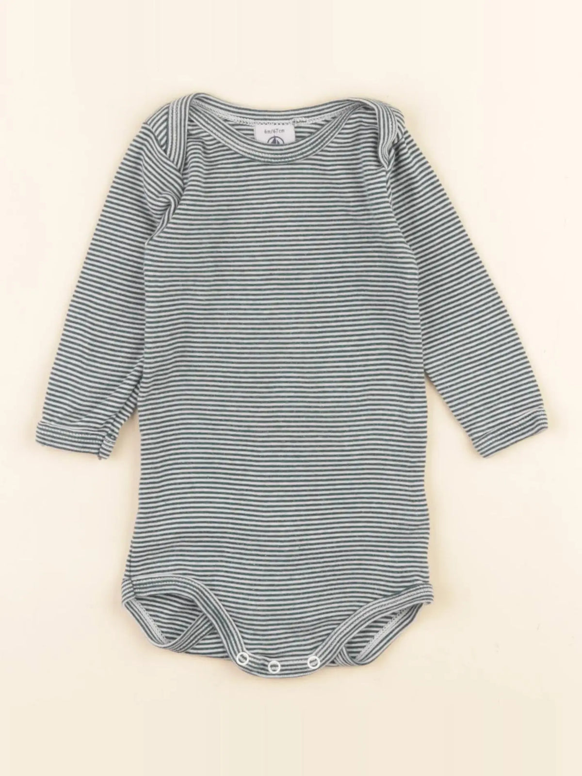 Petit Bateau - body vert, blanc - 6 mois