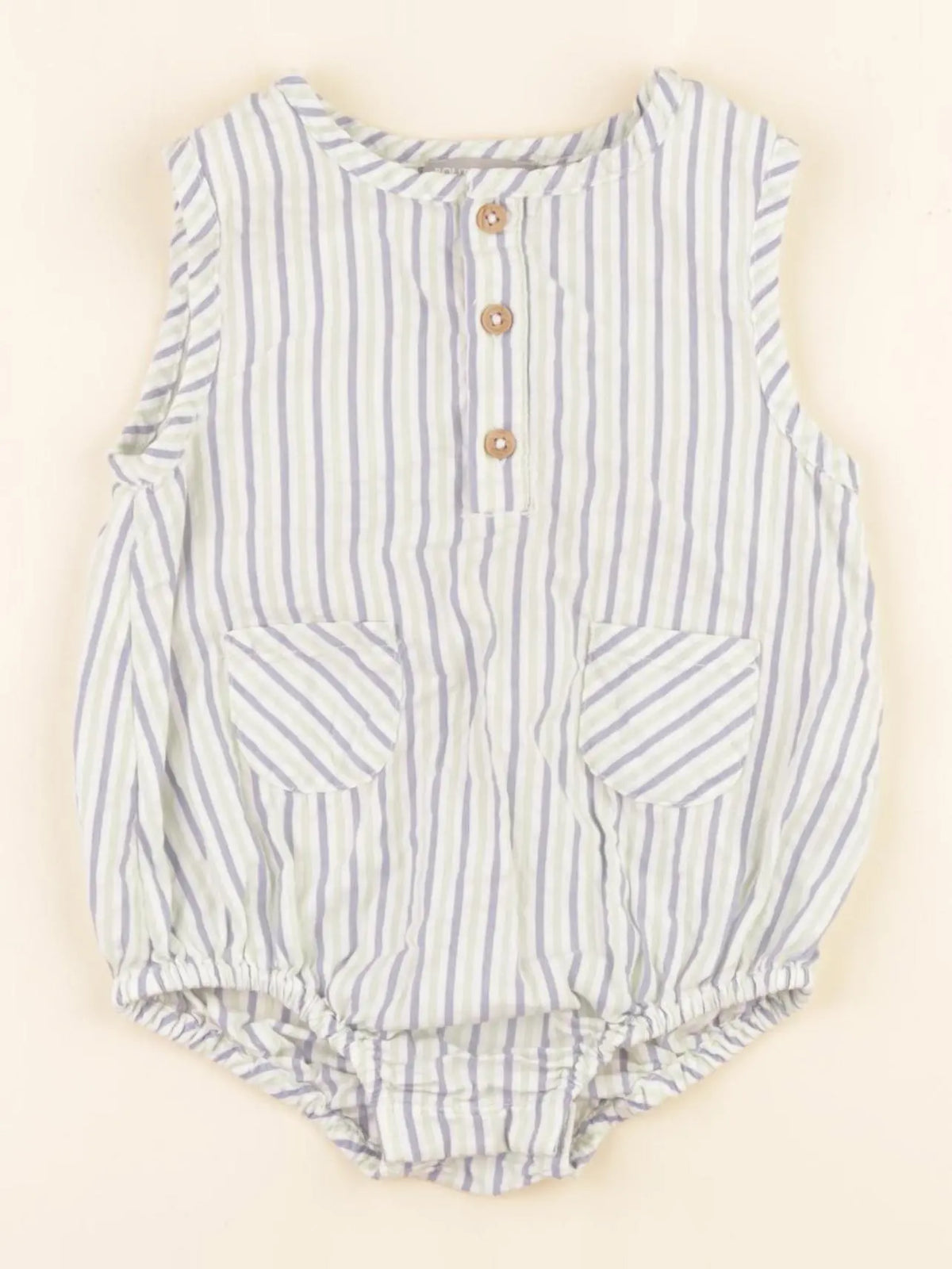 Boutchou - combinaison blanc, bleu, vert - 12 mois