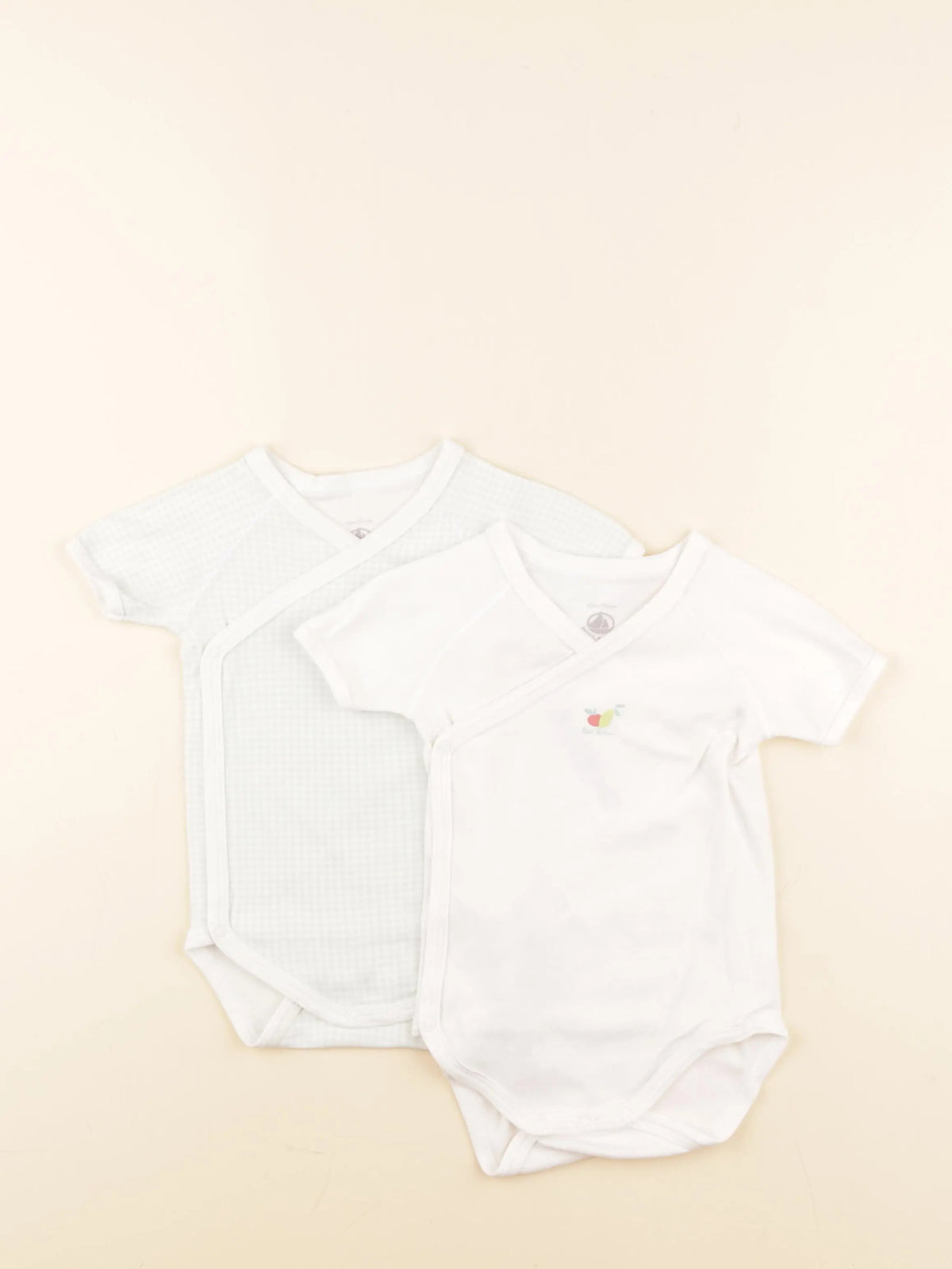 Petit Bateau - lot de 2 bodies en coton blanc, vert - 12 mois