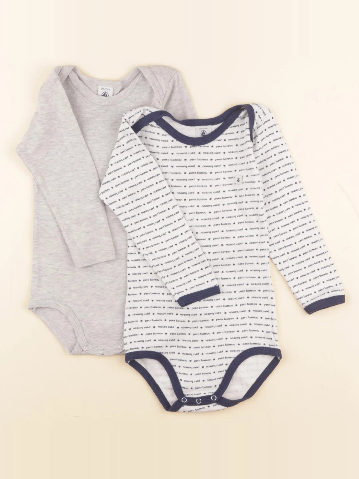 Petit Bateau - lot de 2 bodies en coton bleu - 36 mois