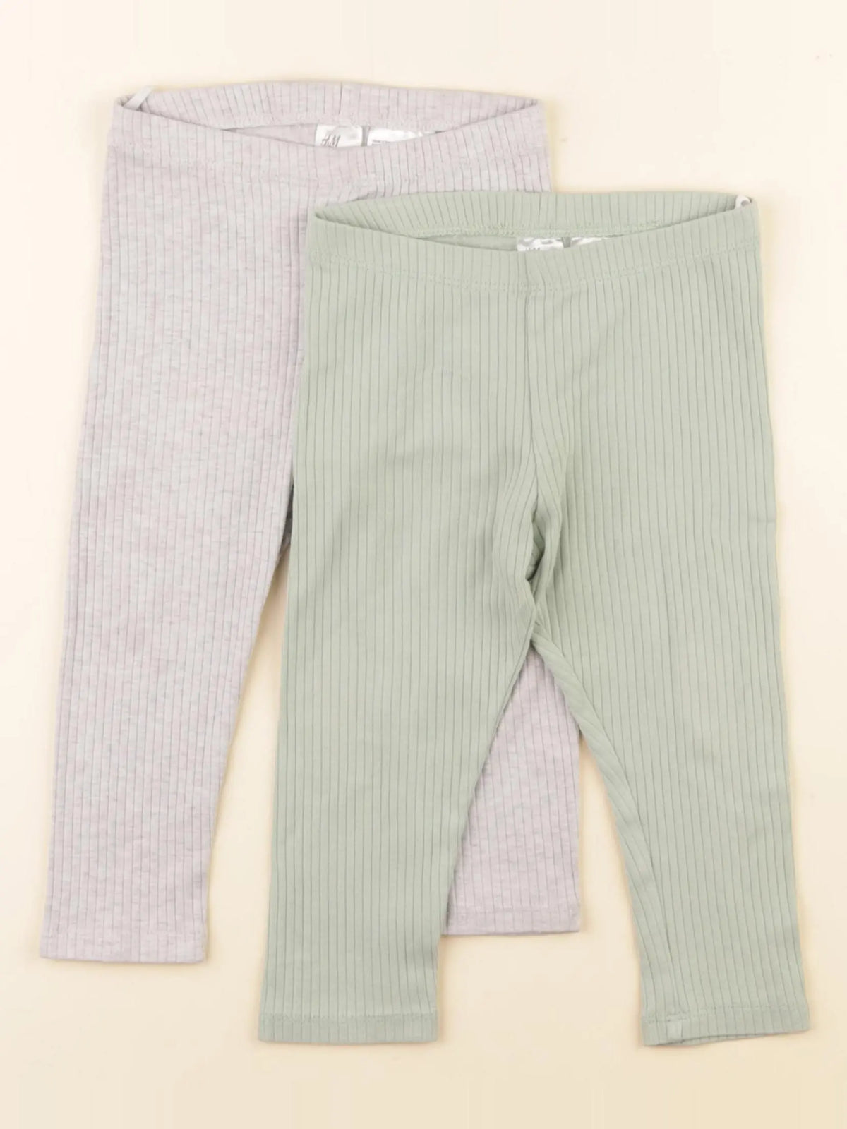 H&M - lot de 2 leggings gris, vert - 12/18 mois