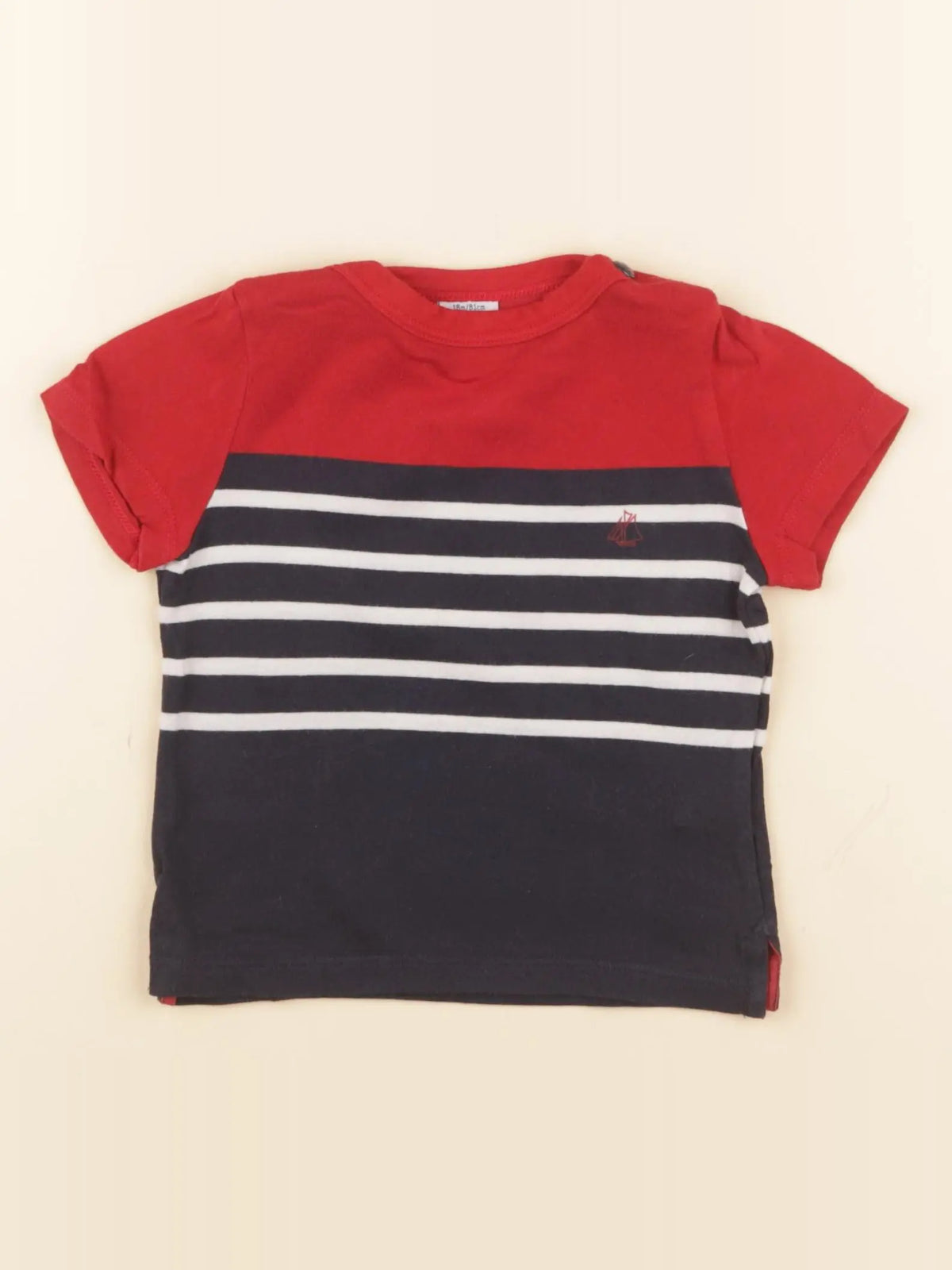 Petit Bateau - tee-shirt bleu, rouge - 18 mois