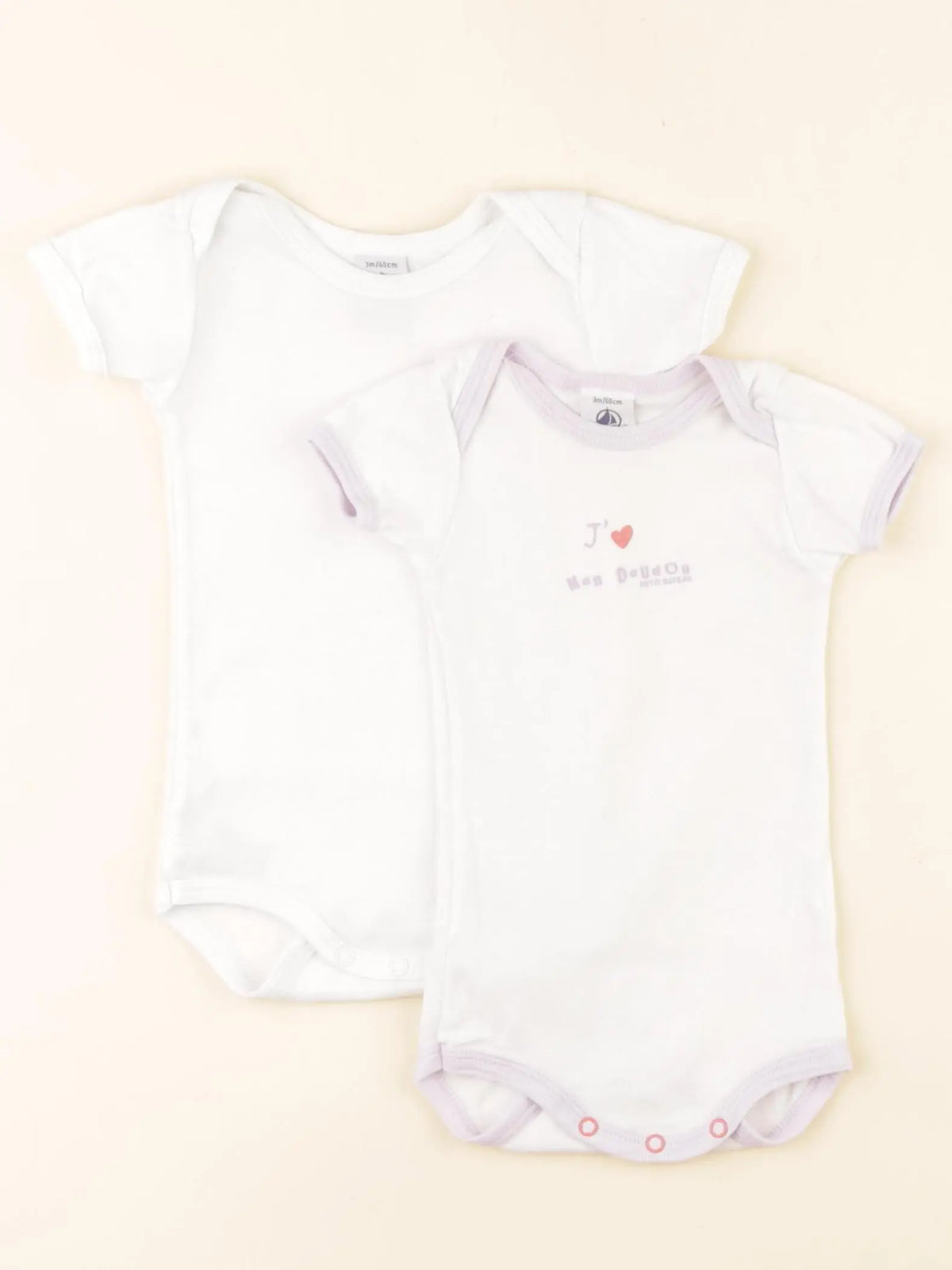 Petit Bateau - lot de 2 bodies en coton blanc - 3 mois